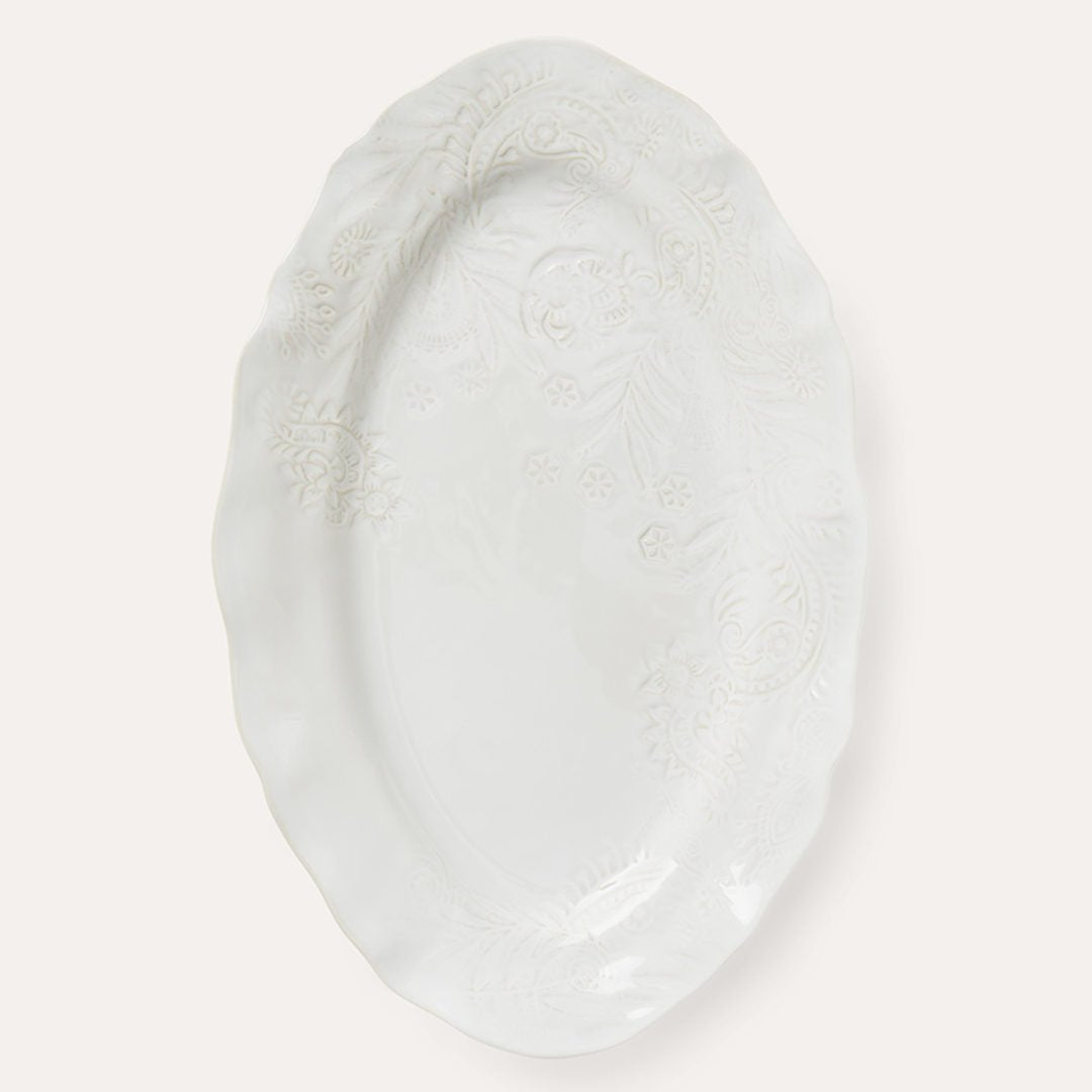 Arabesque Large Oval Server | White - Suzie Anderson Home
