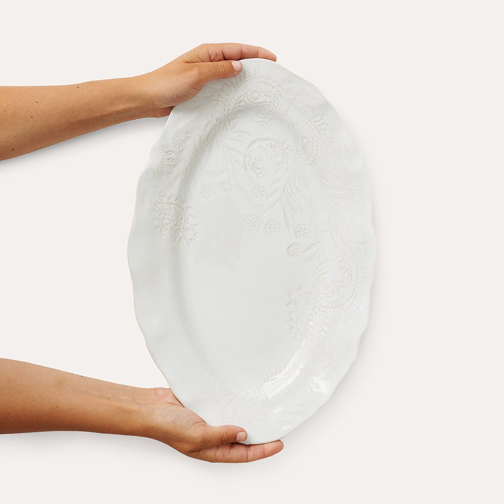 Arabesque Large Oval Server | White - Suzie Anderson Home