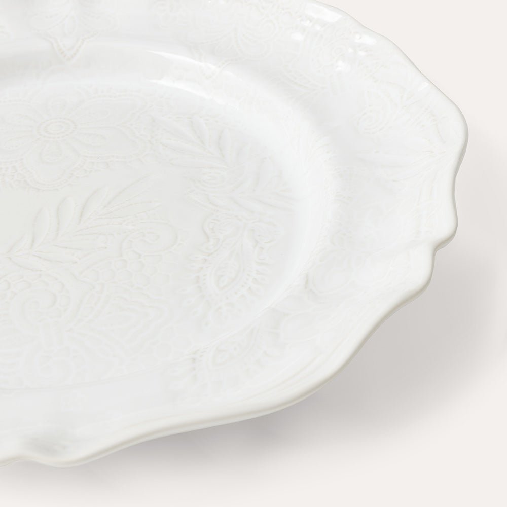 Arabesque Large Round Server | White - Suzie Anderson Home