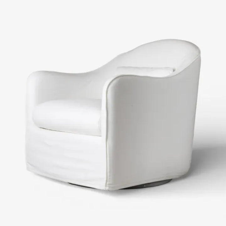 Andrea Cotton Blend Slip Cover Swivel Armchair Feather Foam Seat, Sprung Base