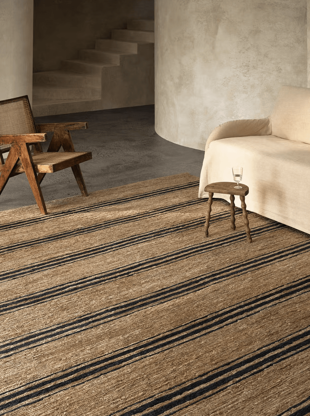 Armadillo | Ticking Stripe River Rug | Natural & Indigo Jute - Suzie Anderson Home