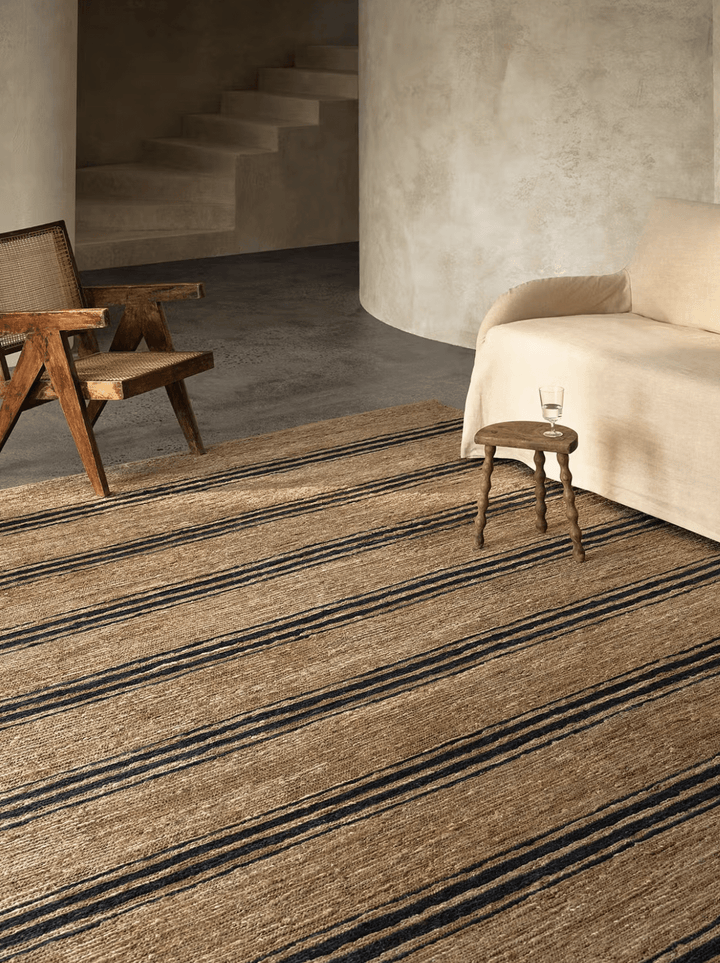 Armadillo | Ticking Stripe River Rug | Natural & Indigo Jute - Suzie Anderson Home