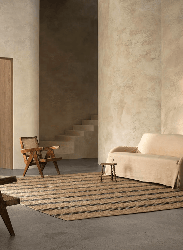 Armadillo | Ticking Stripe River Rug | Natural & Indigo Jute - Suzie Anderson Home