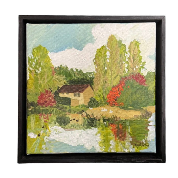 'Lake House Lake Alexandra' Wall Art | Framed Acrylic on Canvas 23 x 23cm | Jacqui Brown