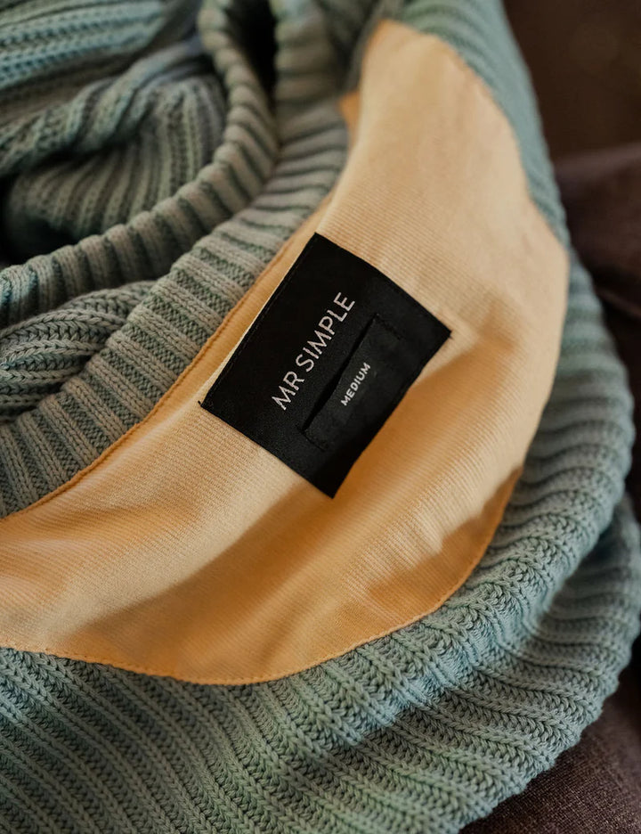 Simple | Fisher Knit Crew Neck Pullover | Blue Smoke