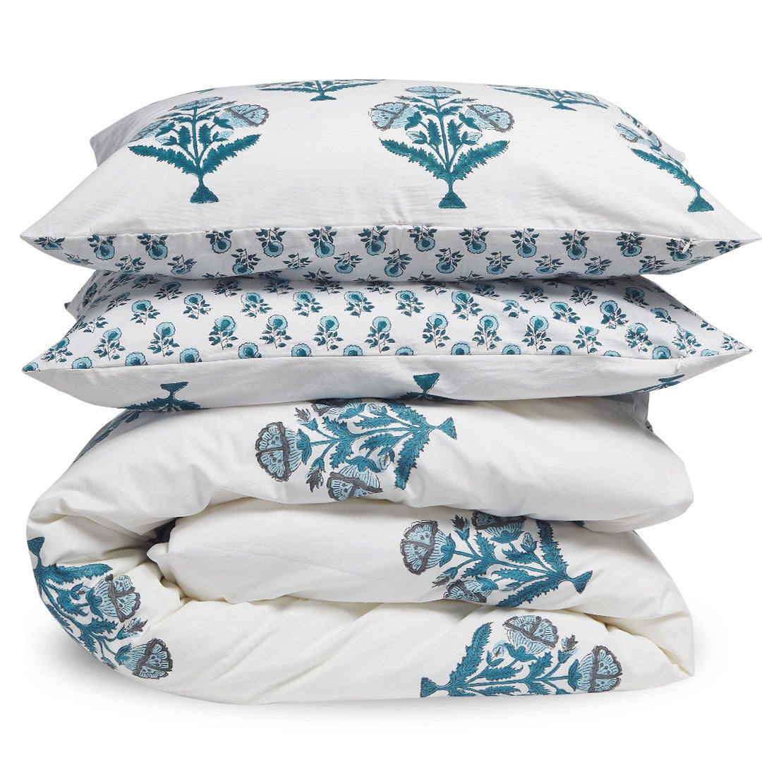 Atelier Blue &amp; White Cotton Duvet Cover Set