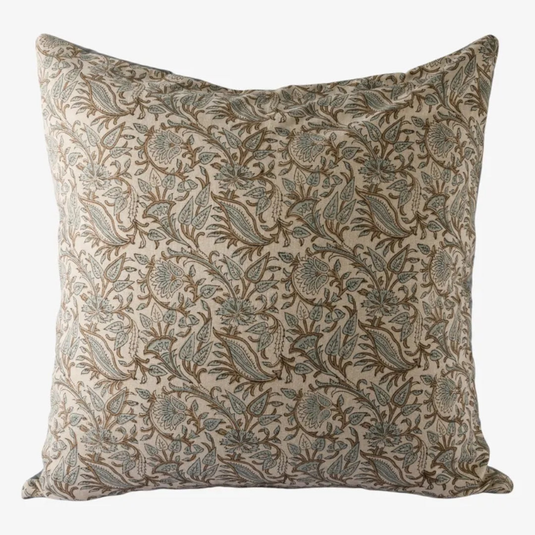 Ciara Handblock Cotton Velvet PAIR Eurocases 65cm