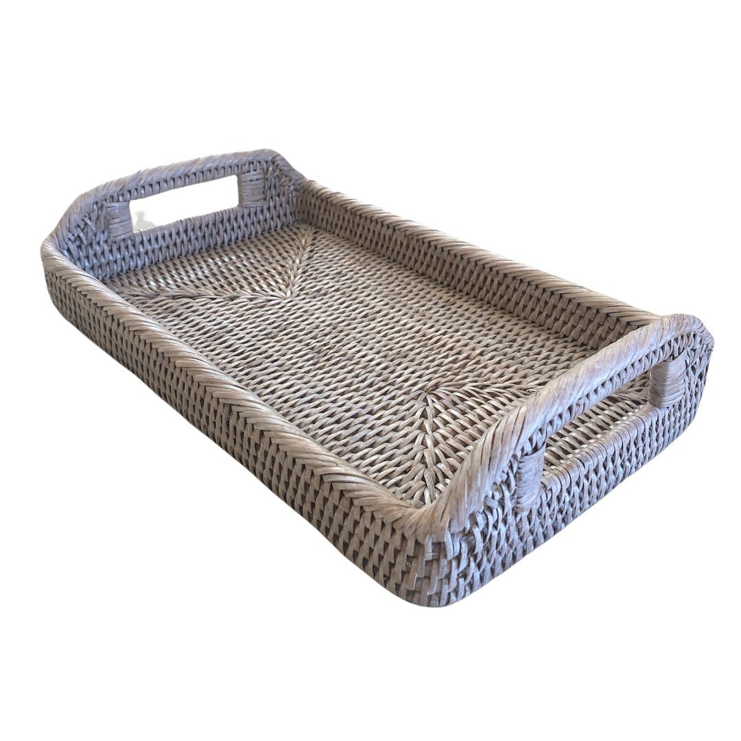 Baby Rattan Tray with Handles | White Wash - Suzie Anderson Home