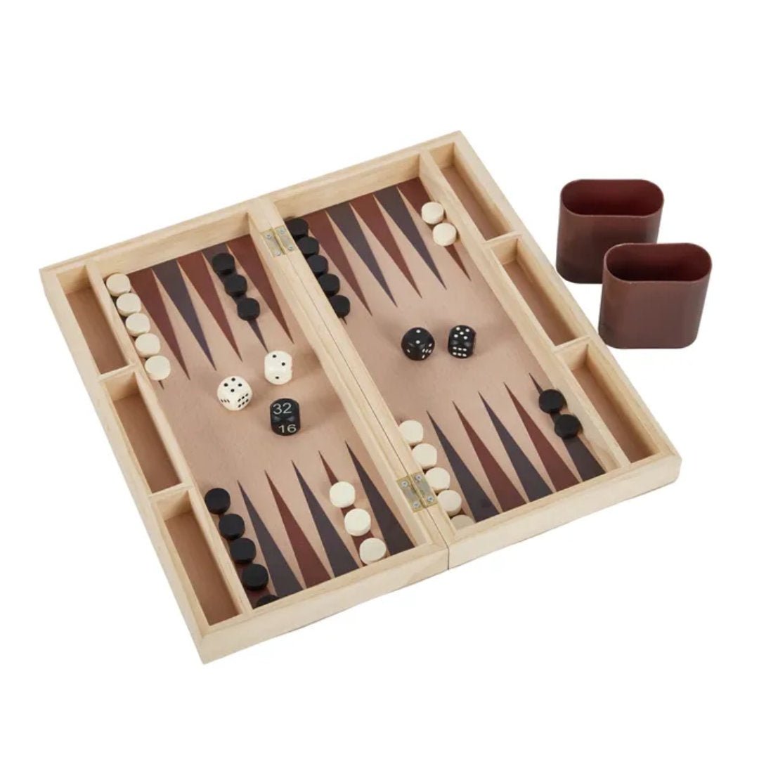 Backgammon Timber Gameboard | Natural/Black | 30cm - Suzie Anderson Home