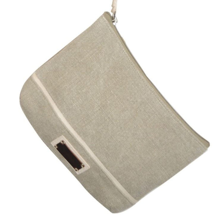 Grey Cotton/ Linen Cosmetic Bag
