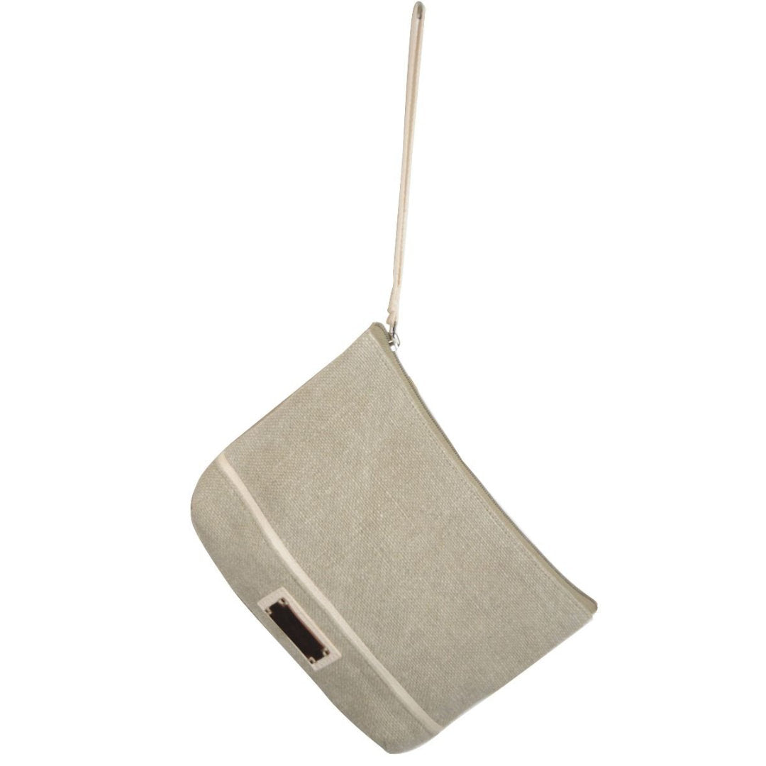 Grey Cotton/ Linen Cosmetic Bag
