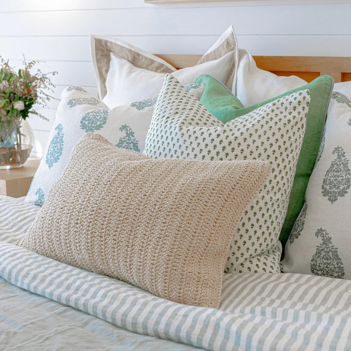 Devon Dots Green Hand Block Print Medium Cushion Cover