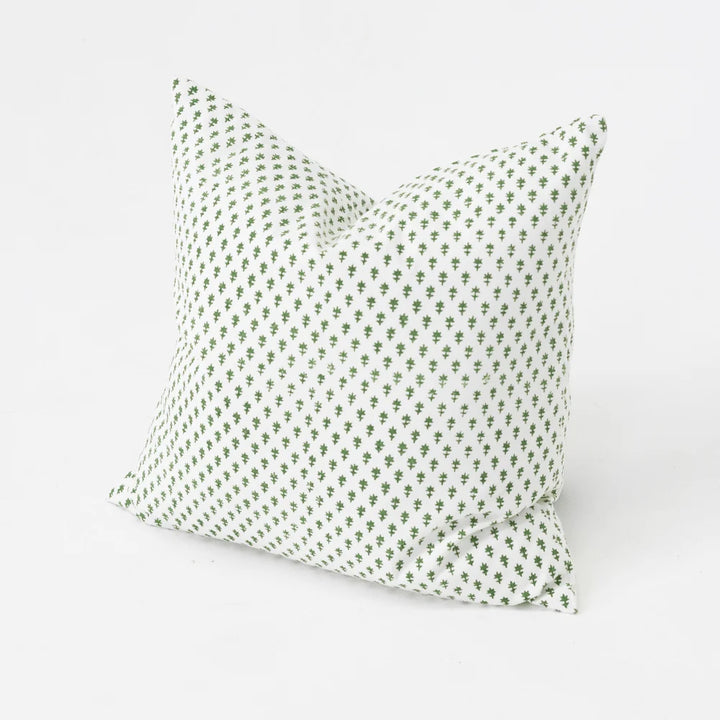 Devon Dots Green Hand Block Print Medium Cushion Cover