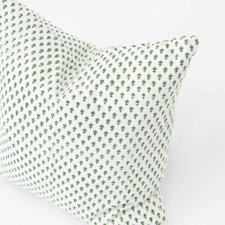 Devon Dots Green Hand Block Print Medium Cushion Cover