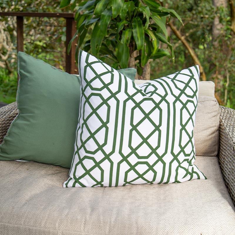 Jagger Emerald Hand Screen Print Cotton Cushion Cover
