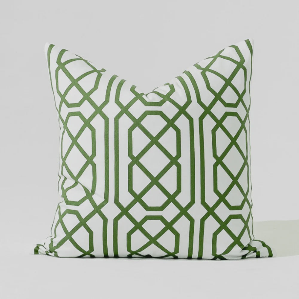 Jagger Emerald Hand Screen Print Cotton Cushion Cover