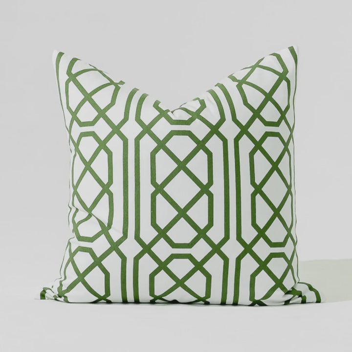 Jagger Emerald Hand Screen Print Cotton Cushion Cover