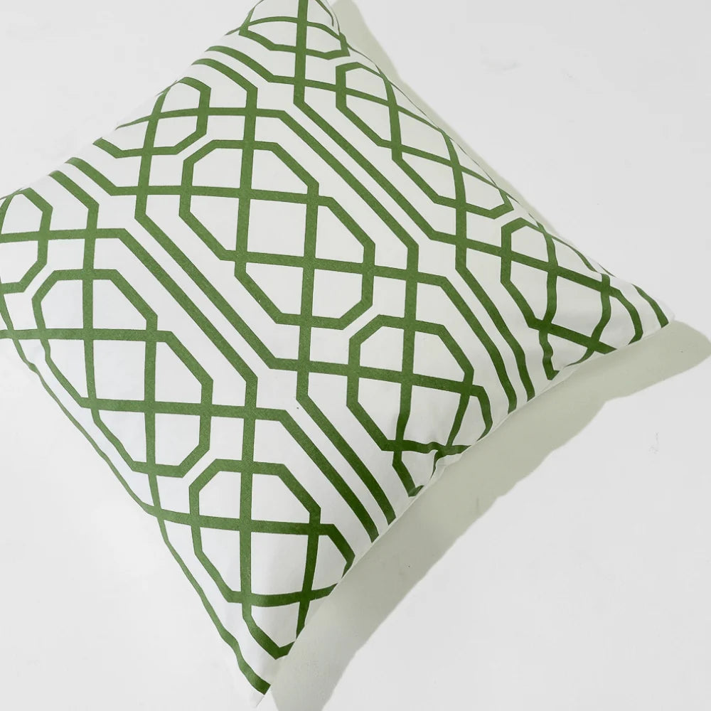 Jagger Emerald Hand Screen Print Cotton Cushion Cover
