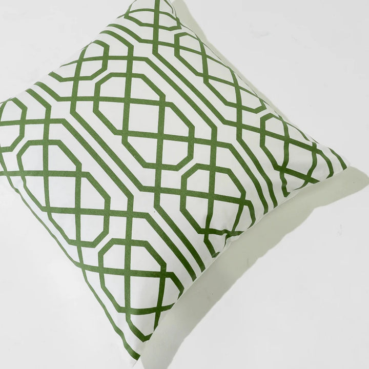 Jagger Emerald Hand Screen Print Cotton Cushion Cover