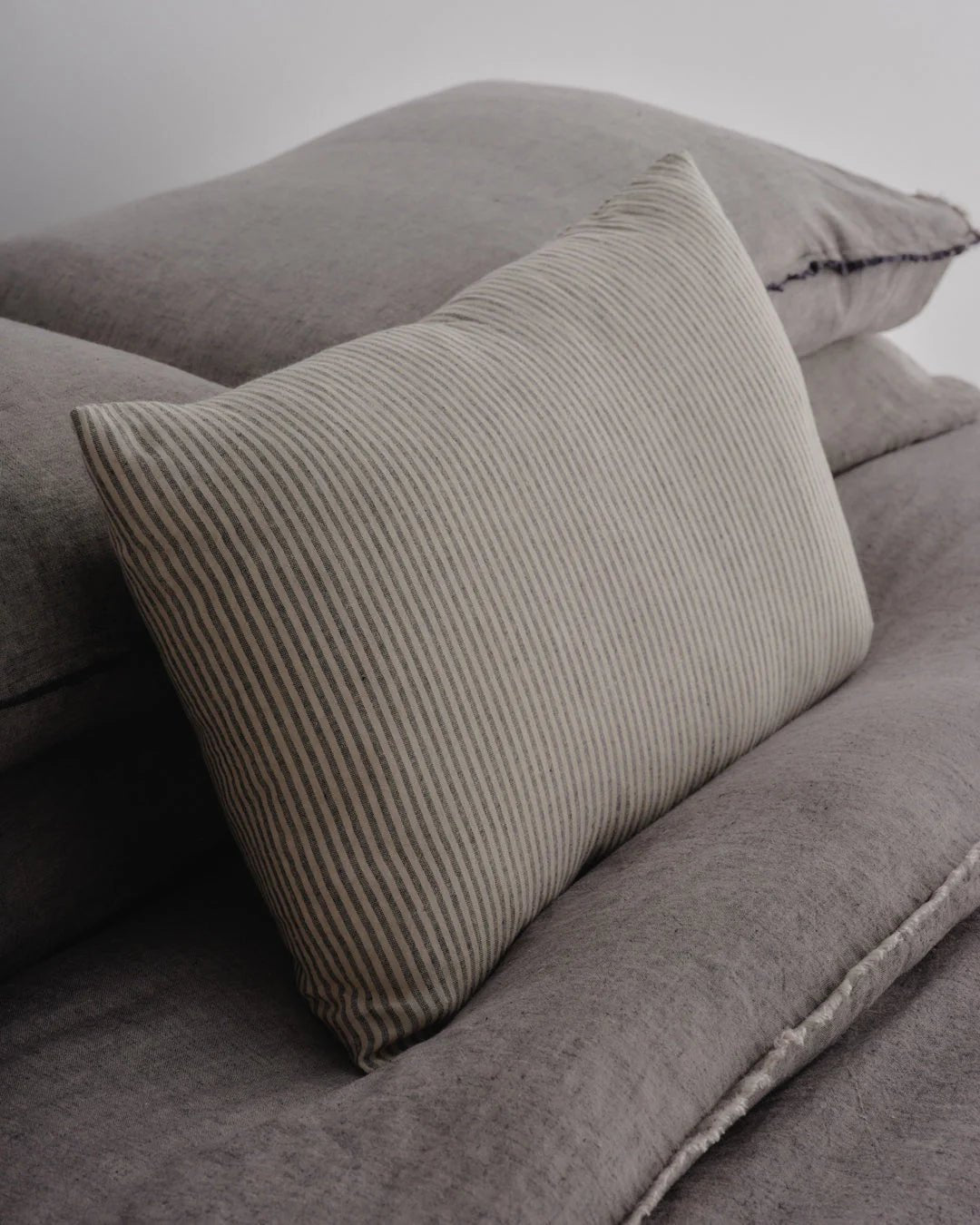 Basix Linen Cushion Cover | Small Stripe 40 x 60cm | Nox/Sable - Suzie Anderson Home