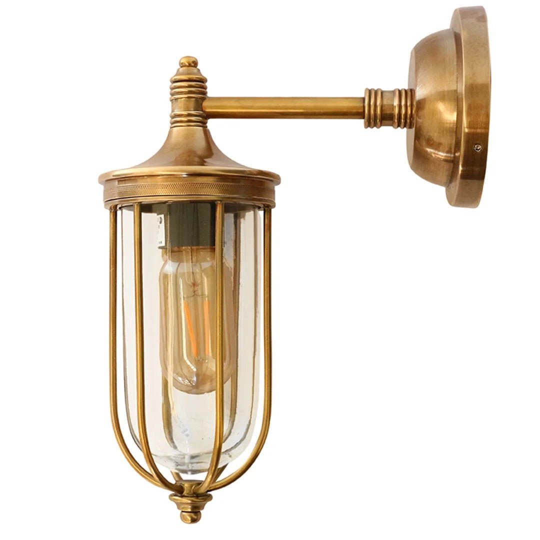 Basket Cage Wall Sconce | IP54 Outdoor | Antique Brass | H30cm, Depth 22cm - Suzie Anderson Home