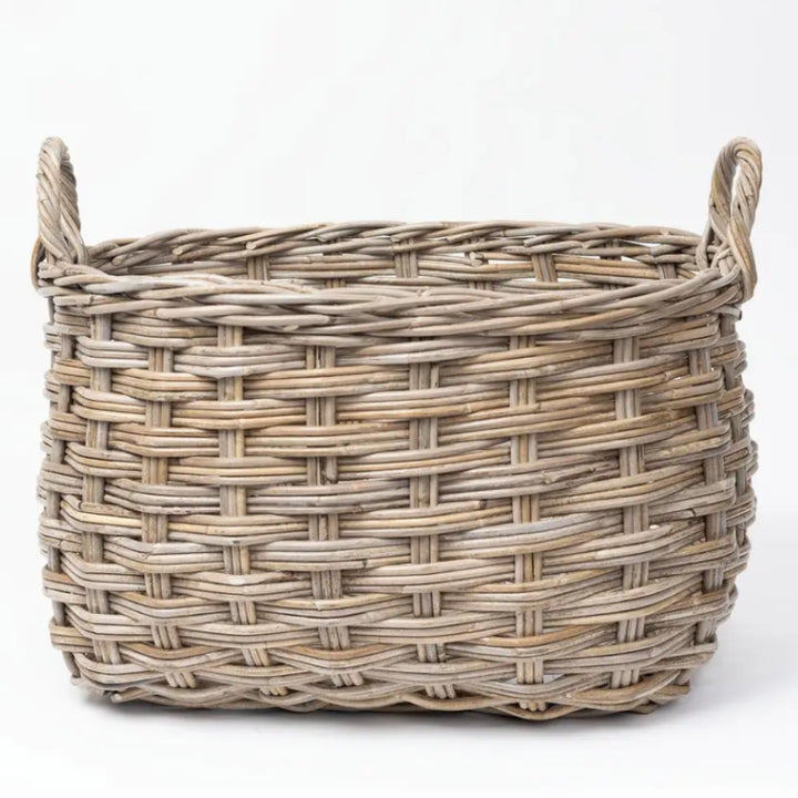 Mondo Kubu Rattan Basket with Handles | W48 x D57 x H46cm
