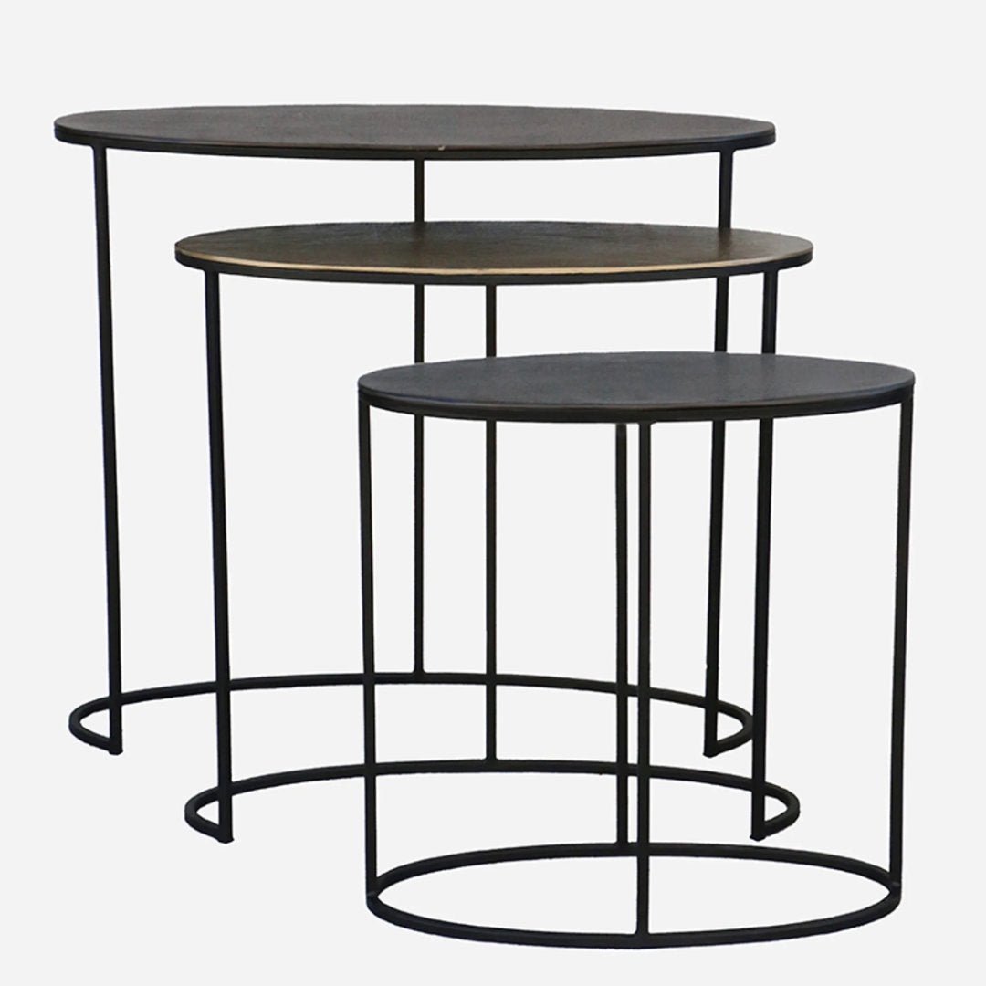 Bavarian Nest of 3 Tables | Black/Brass/Lead Finishes - Suzie Anderson Home
