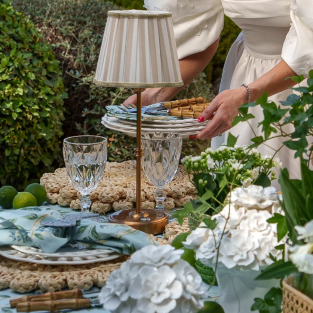 Beige Stripe Scalloped Lamp Shade - For Rechargeable Lamp Base Only