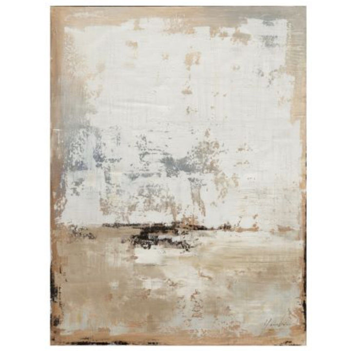 Alo Alo Abstract Wall Painting  Beige/White| Oak Framed | 90 x 120cm