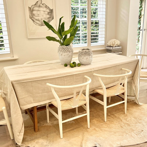 Enzyme Beige Linen Tablecloth