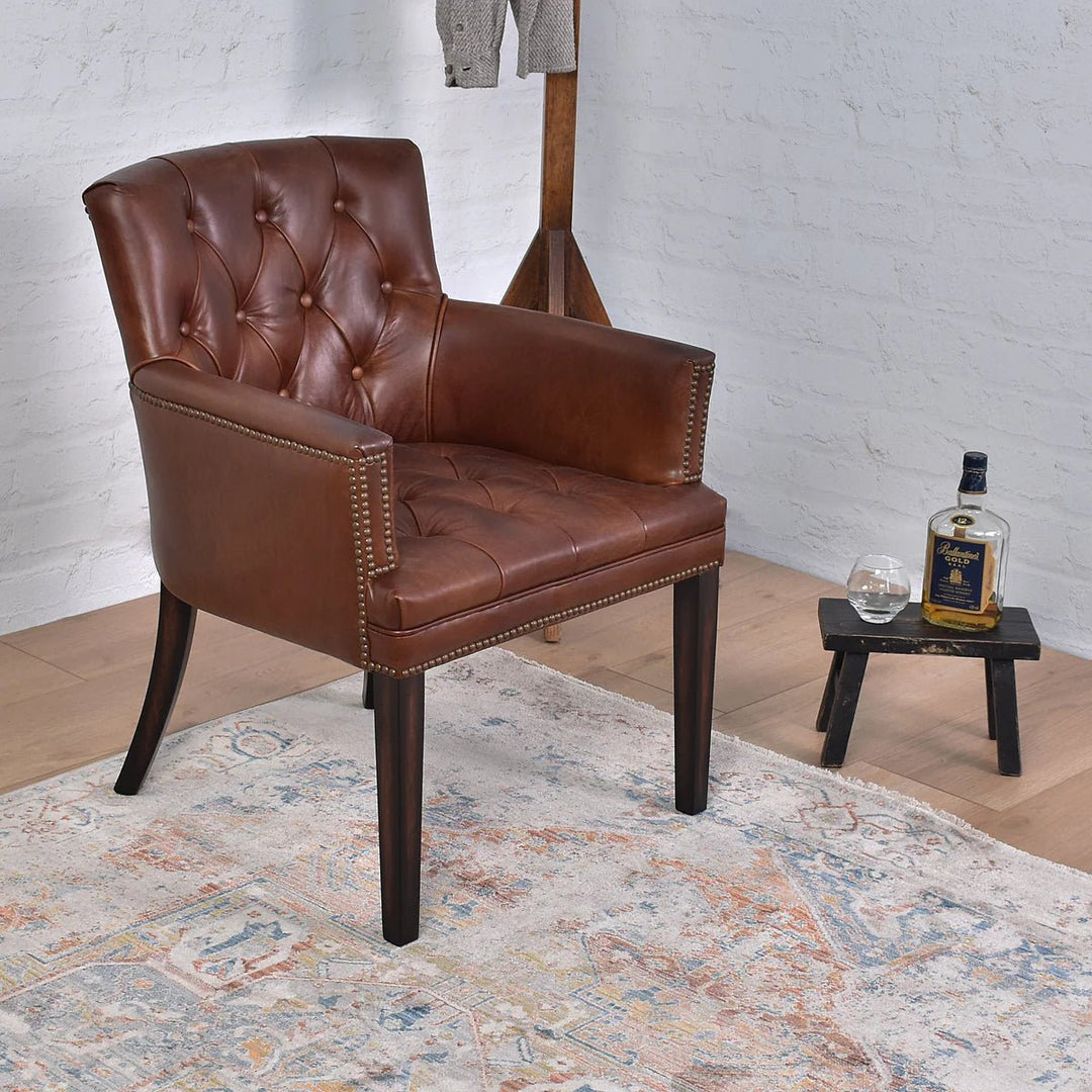Bellagio Cigar Aged Leather Chair - Suzie Anderson Home