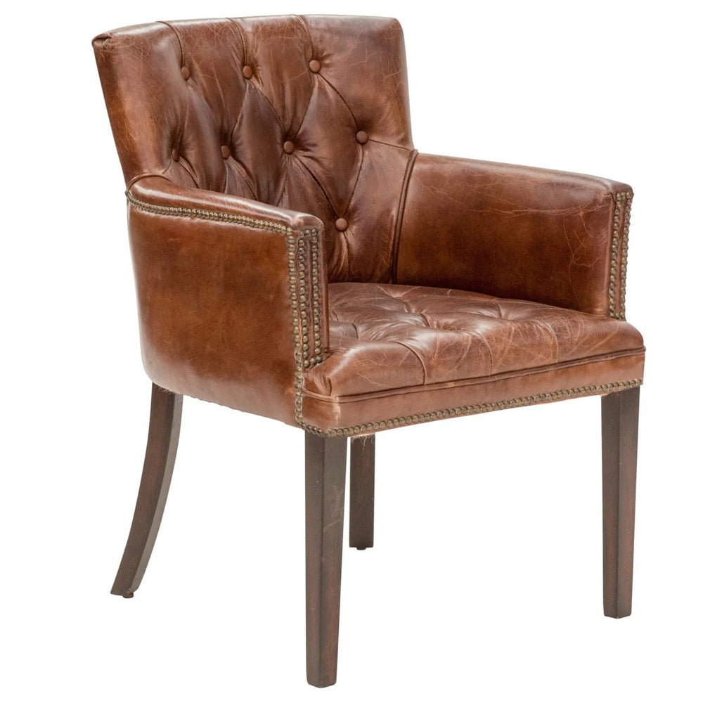 Bellagio Cigar Aged Leather Chair - Suzie Anderson Home
