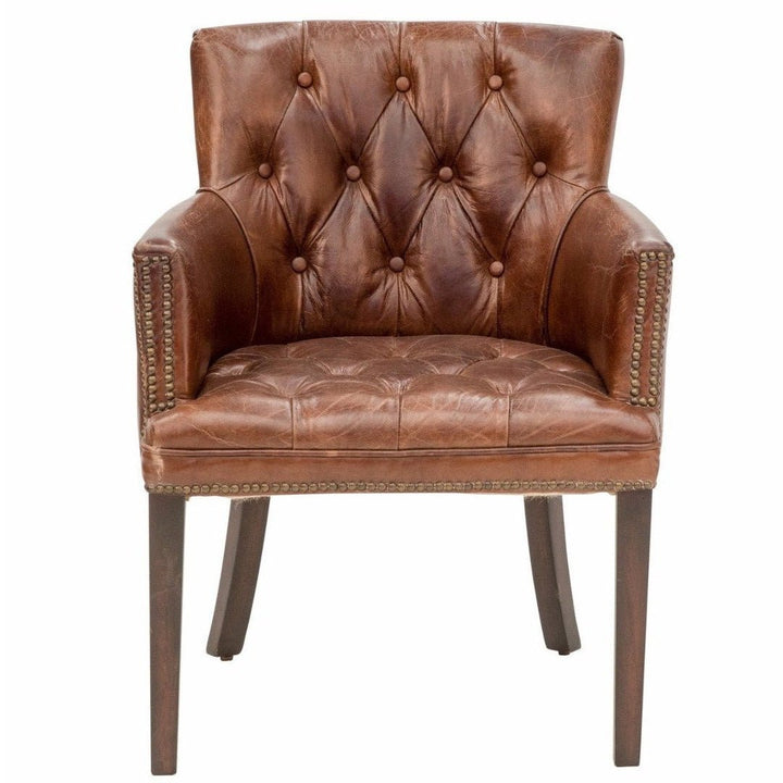 Bellagio Cigar Aged Leather Chair - Suzie Anderson Home