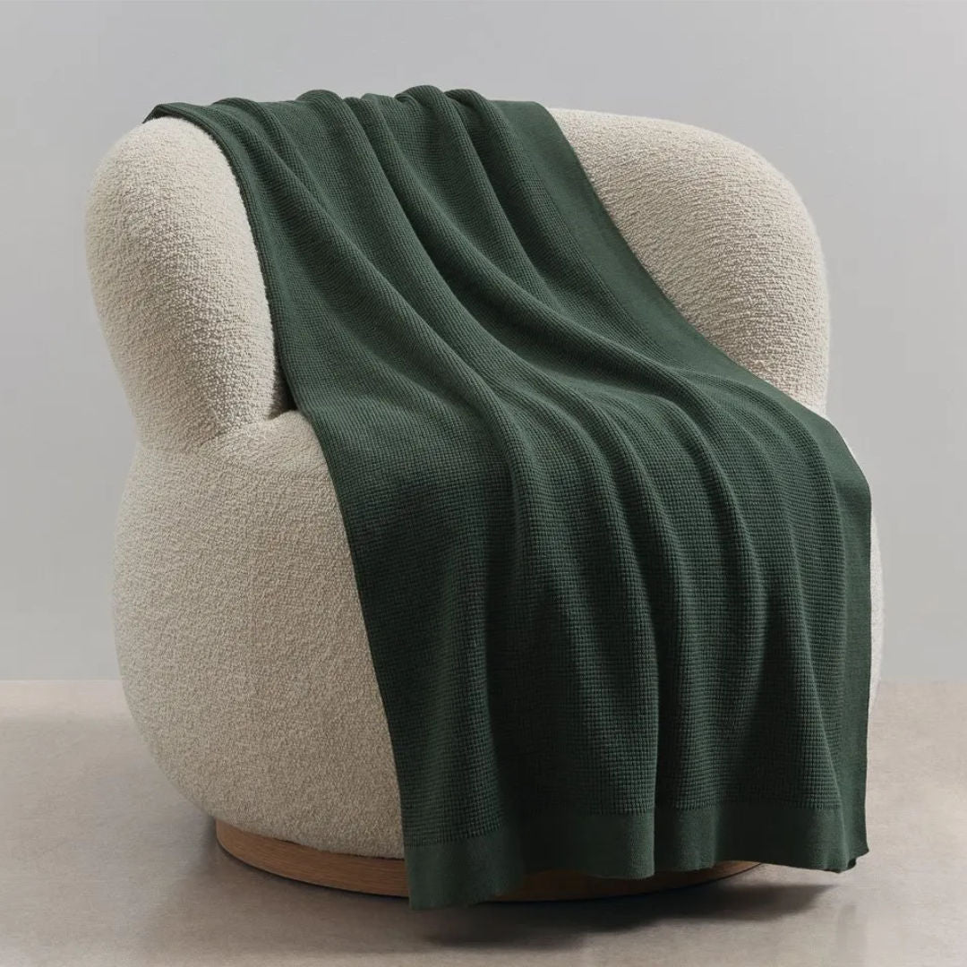Bemboka Cotton Throw | Small Box Stitch | 130 x 200cm | Forest - Suzie Anderson Home