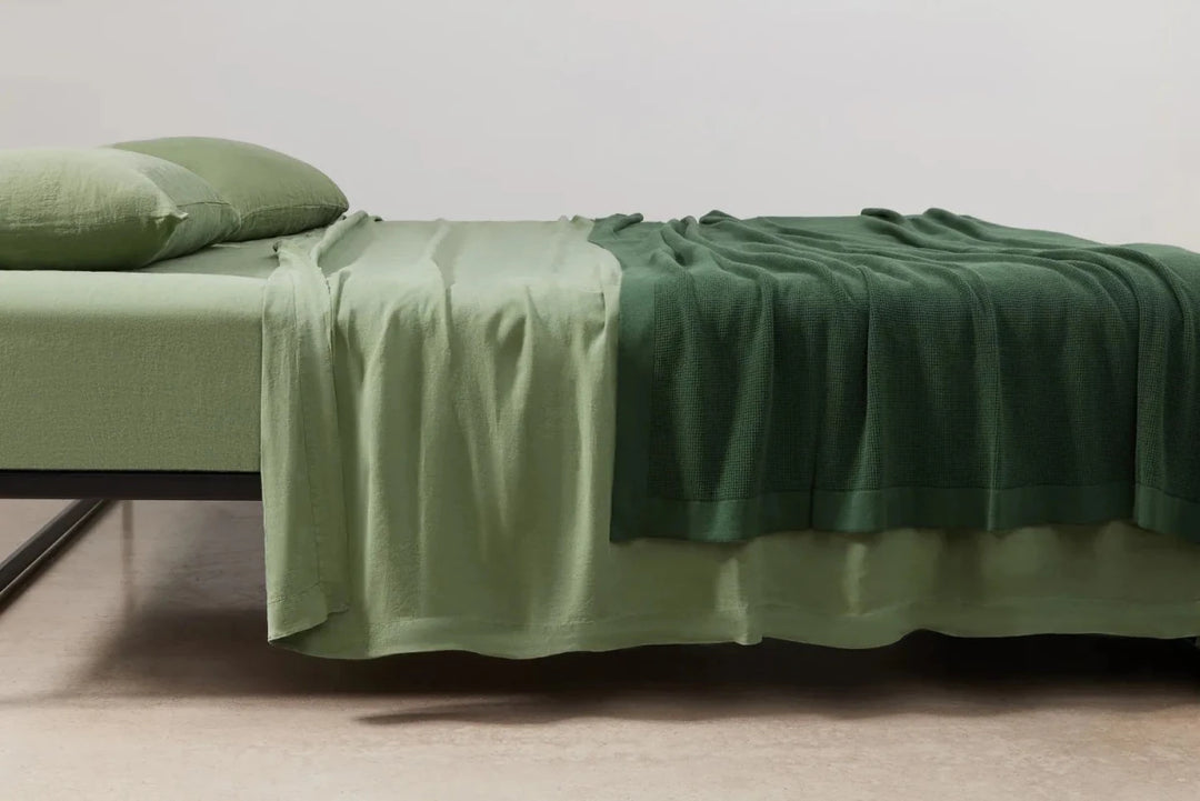 Bemboka Cotton Throw | Small Box Stitch | 130 x 200cm | Forest - Suzie Anderson Home