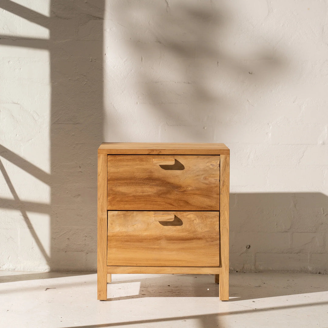 Betty 2 Drawer Bedside | Recycled Teak | W50 x D40 x H57cm