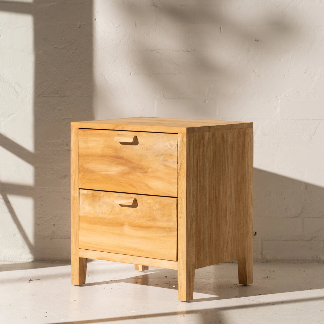 Betty 2 Drawer Bedside | Recycled Teak | W50 x D40 x H57cm