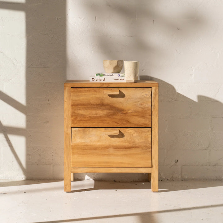 Betty 2 Drawer Bedside | Recycled Teak | W50 x D40 x H57cm