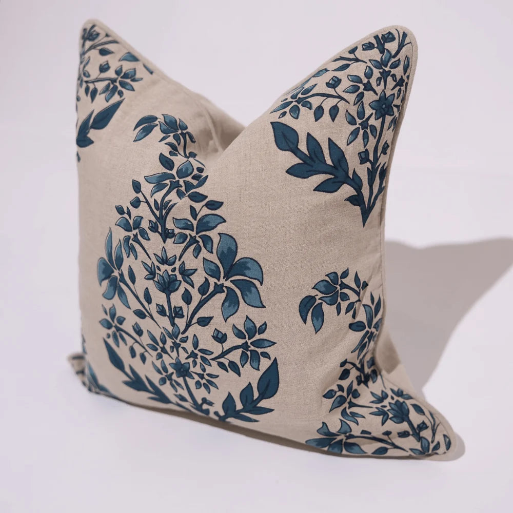 Devon Inner Paisley Print Blue Hand Screen Print Cushion Cover