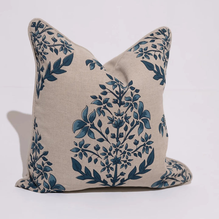 Devon Inner Paisley Print Blue Hand Screen Print Cushion Cover