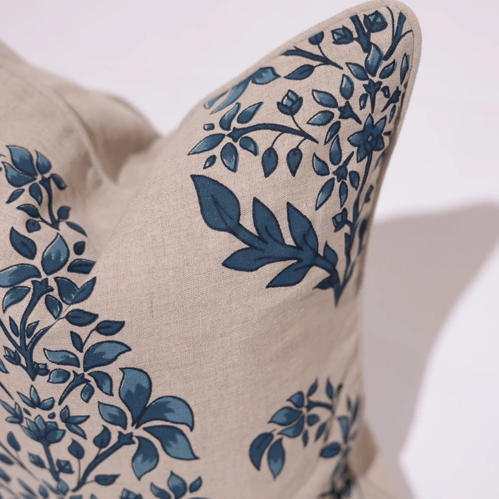 Devon Inner Paisley Print Blue Hand Screen Print Cushion Cover