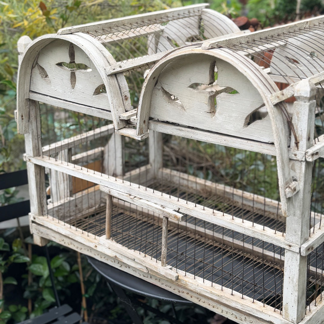 Vintage Italian Painted birdcage | Circa 1900 | W89 x D46 x H54cm (BOWRAL)-Suzie Anderson Home