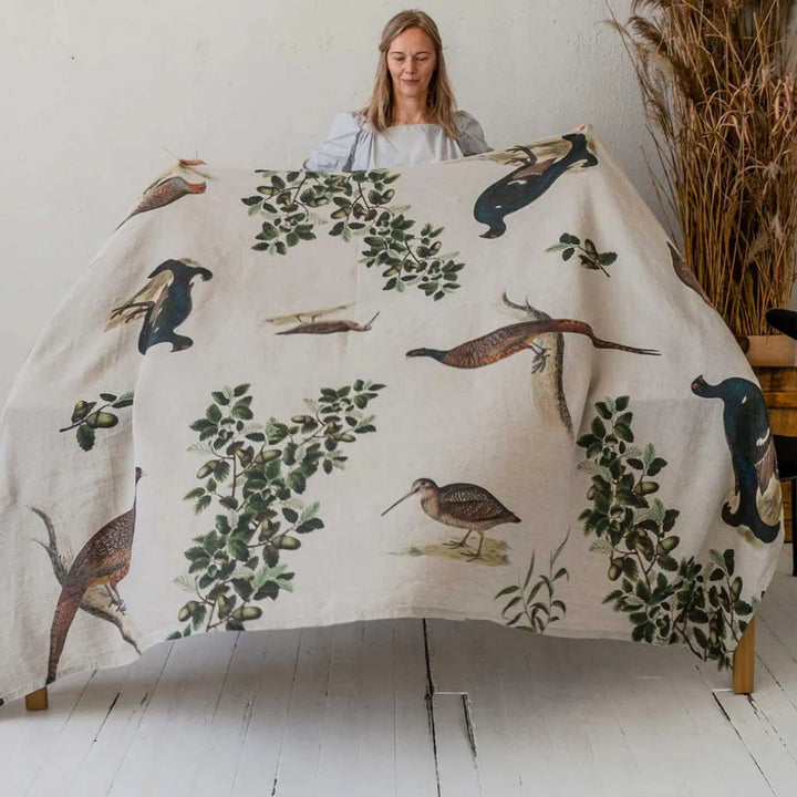 Forest Birds | Linen Tablecloth | 170 x 250cm