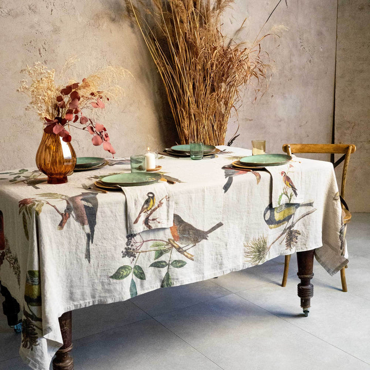 Small Birds | Linen Tablecloth | 170 x 250cm