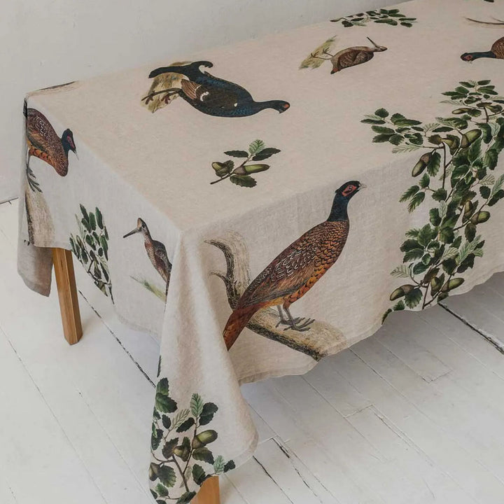 Forest Birds | Linen Tablecloth | 170 x 250cm