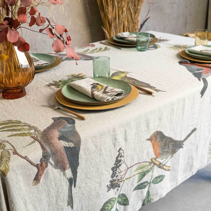 Small Birds | Linen Tablecloth | 170 x 250cm