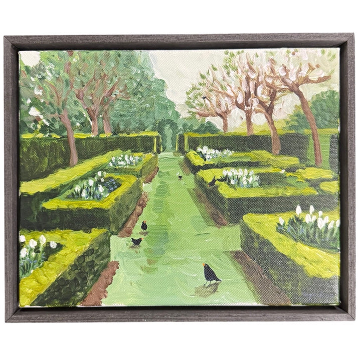 'Black Birds Retford Park' Wall Art | Framed Acrylic on Canvas 28 x 23cm | Jacqui Brown
