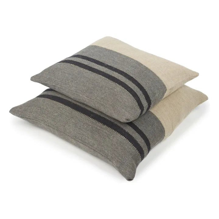 Black House Stripe Charcoal Cushion Cover | Linen/Wool | 63x63cm - Suzie Anderson Home