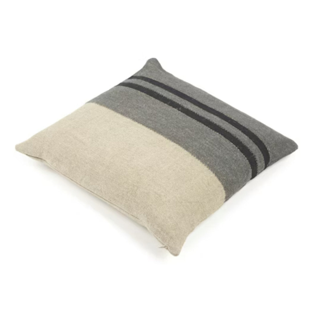 Black House Stripe Charcoal Cushion Cover | Linen/Wool | 63x63cm - Suzie Anderson Home