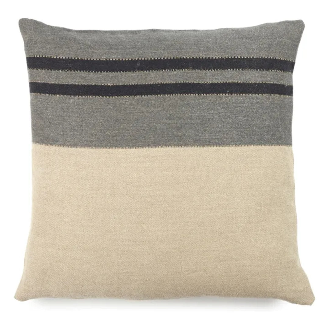 Black House Stripe Charcoal Cushion Cover | Linen/Wool | 63x63cm - Suzie Anderson Home